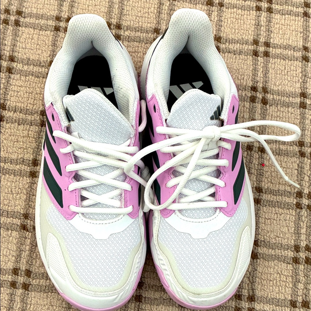 Adidas Women's Pink and White Athletic Tennis Sneakers